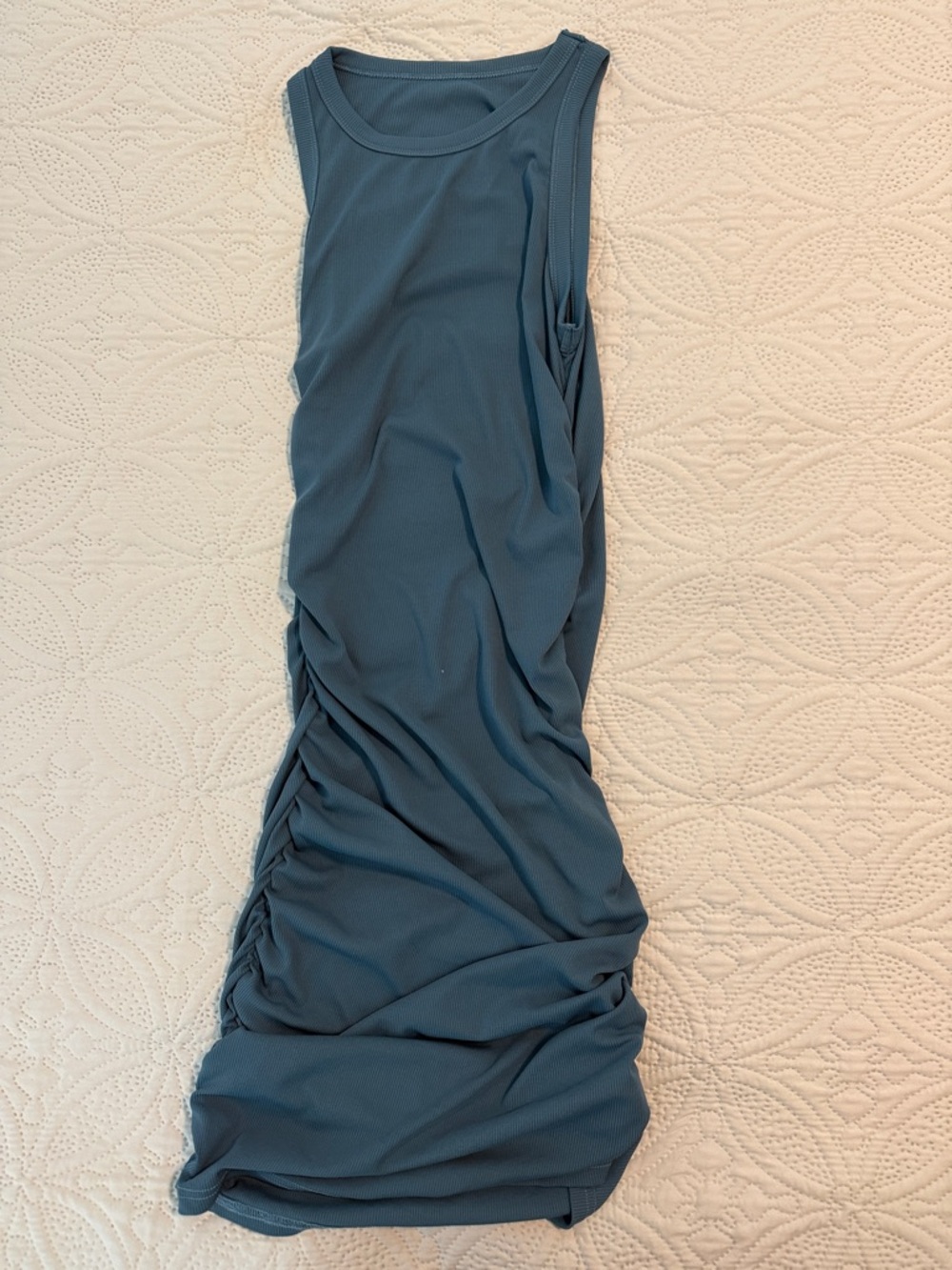 Sleeveless Ruched Bodycon Dress in Slate Blue